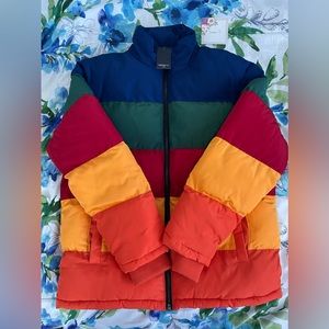 Forever 21 Men Rainbow Puffer Jacket
